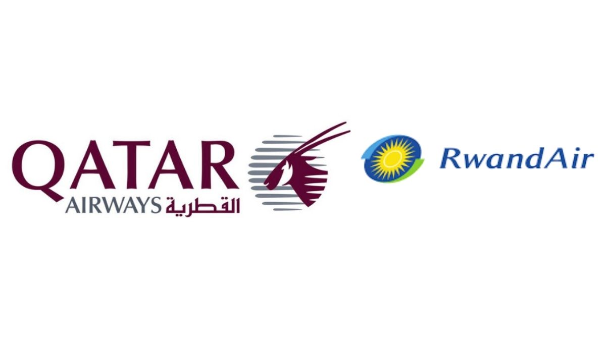 Qatar Airways logo and RwandAir logo